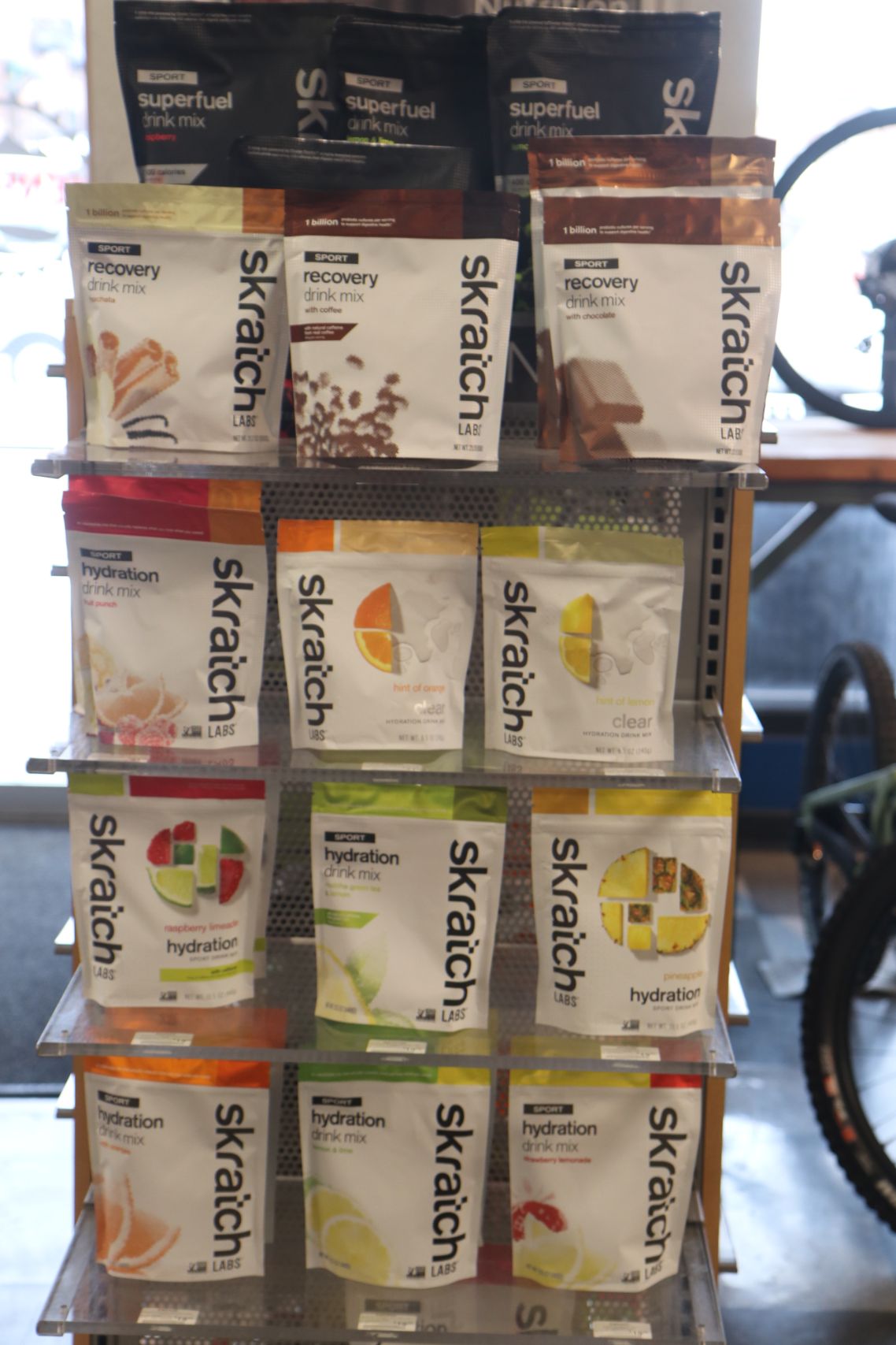 Bags of Skratch Hydration flavors at Owenhouse Cycling