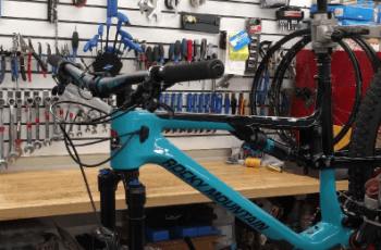 Bike on Bench Being Repaired