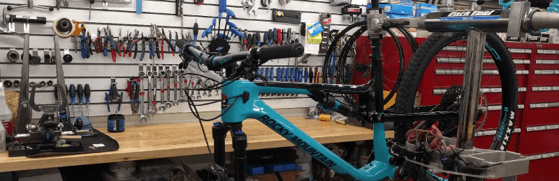 Bike on Bench Being Repaired