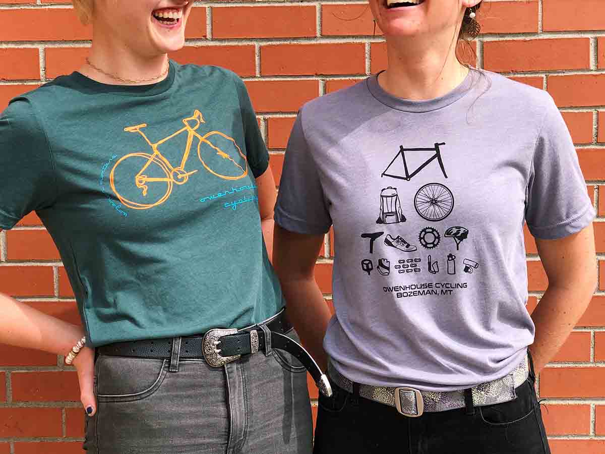 Two Women Wearing Bike Themed T-Shirts