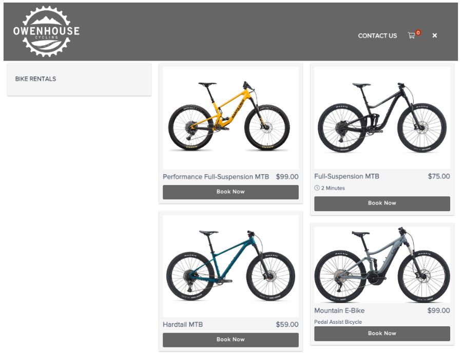 view of bike rental options for owenhouse cycling