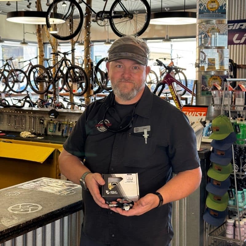 cory holding wolf duel-sided pedals