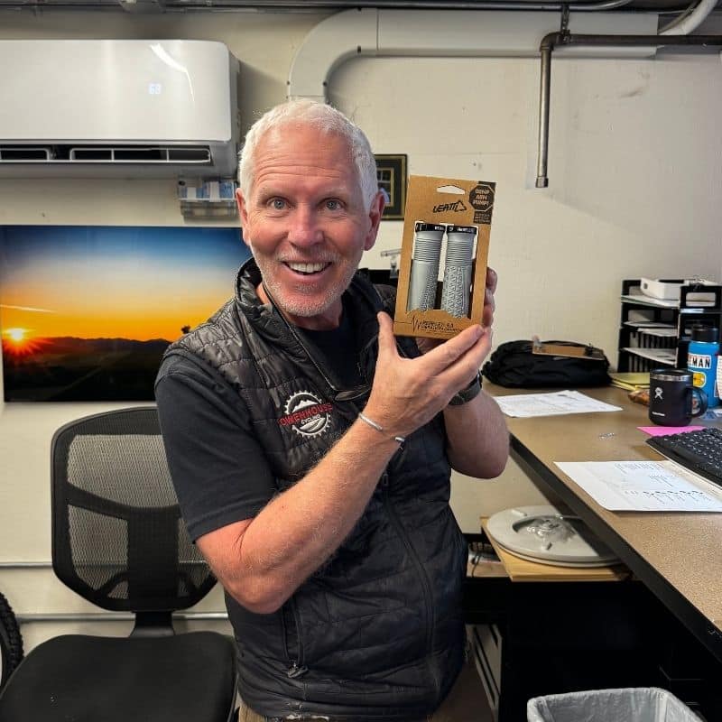 Tom holding Leatt Grips