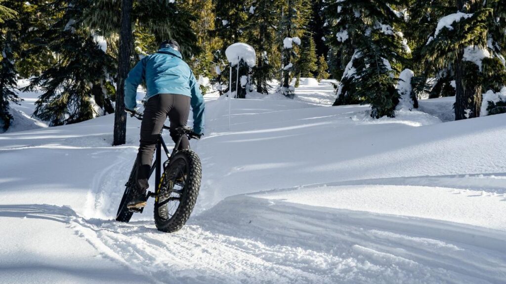 fat biker riding on snow in bozeman montana