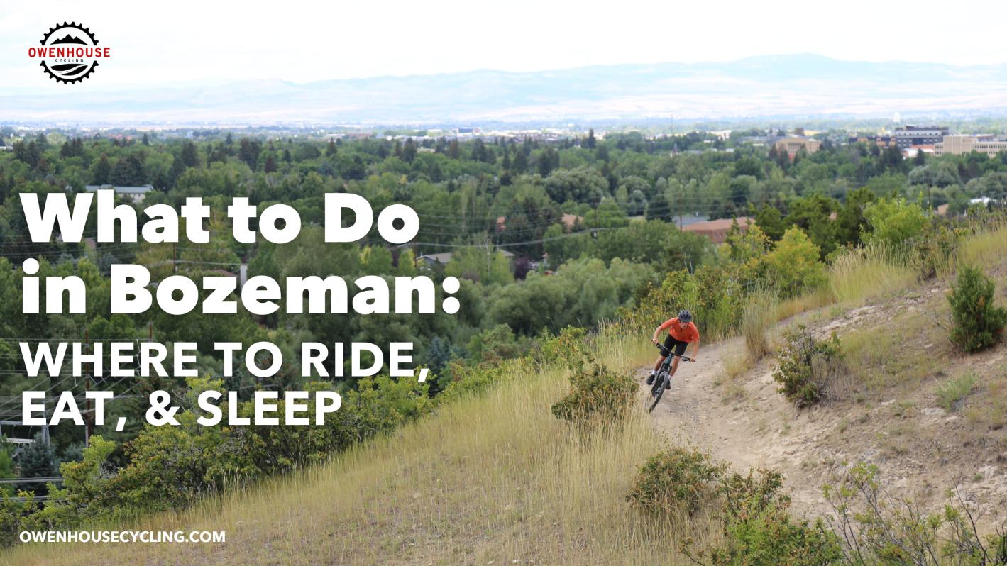 what to do in bozeman with an image of a mountain biker at sunset