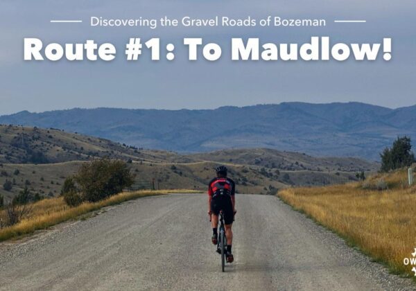 Gravel rider on a open stretch of road outside of Bozeman.