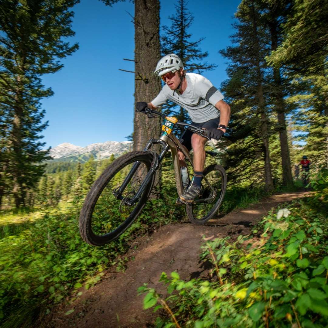 man on a mountain bike in bozeman, montana