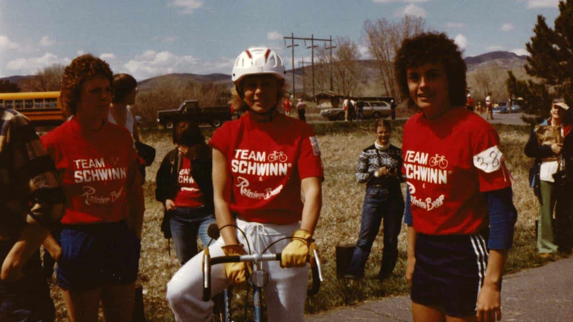 throwback photo of Team Schwinn bike riders in Bozeman
