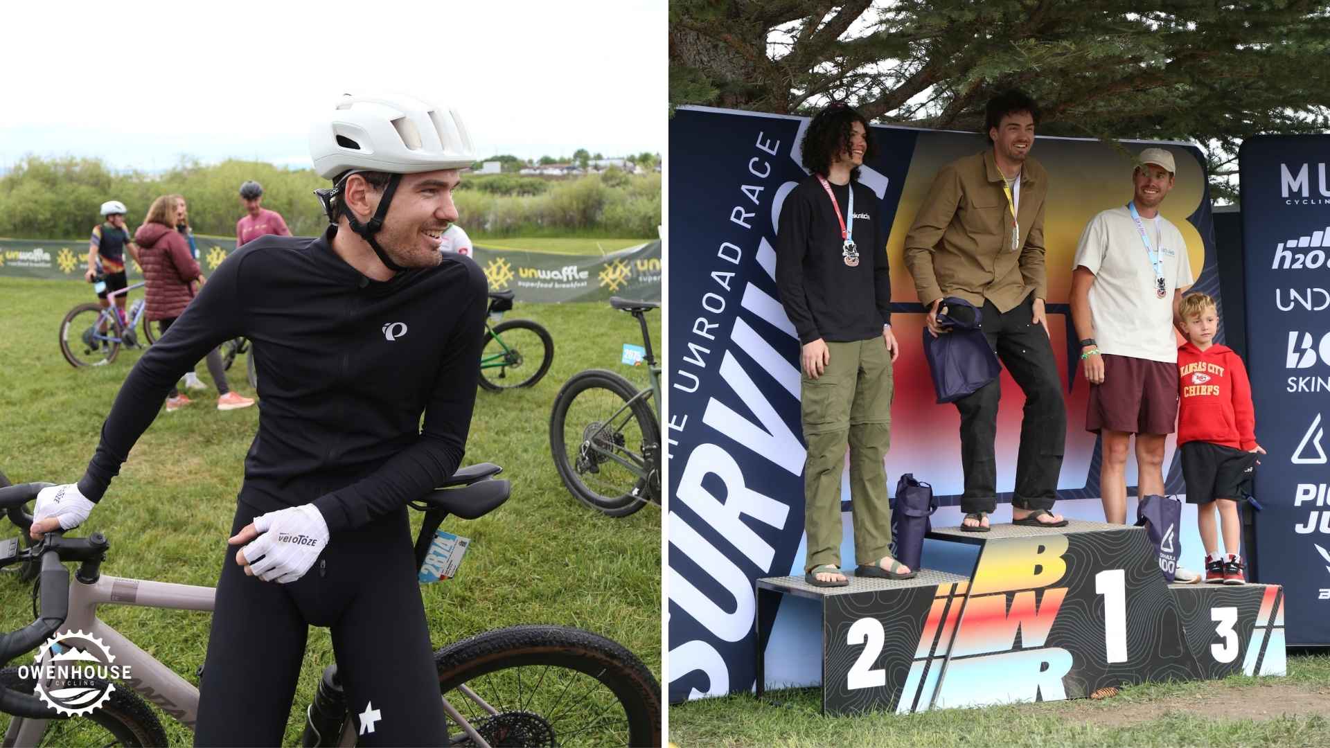 Owenhouse Cycling rider Luuk at the Belgian Waffle Ride podium