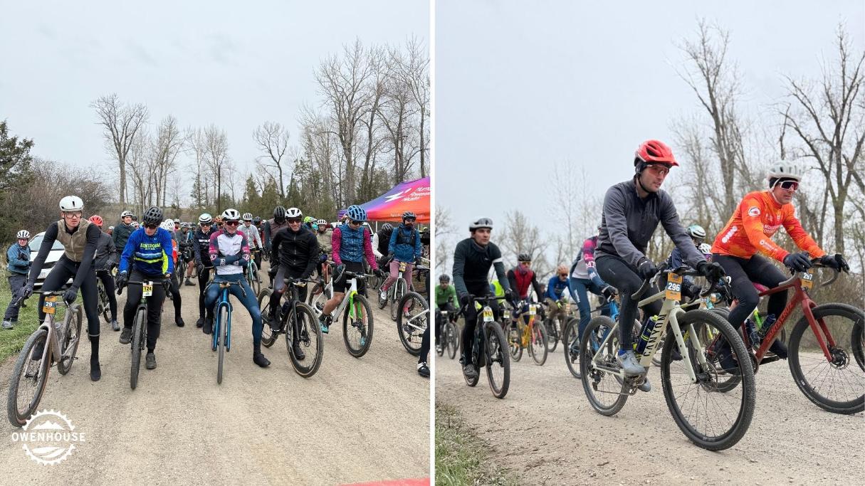 Cyclists racing in the Muddy Dog Gallatin Gravel Series